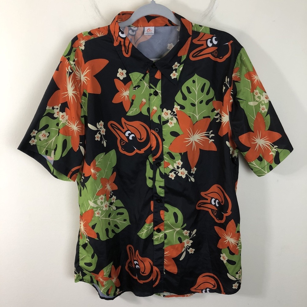 Baltimore Orioles Hawaiian Shirt Sz M Black Orange SGA 2021 Baseball Giveaway